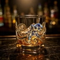thumbnail image 3 of SLYNSHome Clear Crystal Tumbler With Blue Gold Octopus Design, Themed Drinking Glass For Whiskey And Cocktail, Decorative Glassware Gift, 3 of 7