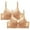 Khaki, variant on WREESH Womens 2 Pack Lace Bralette Push Up Soft Padded Wireless Plunge Bra Adjustable Strap Comfortable Everyday Bra Underwear Beige