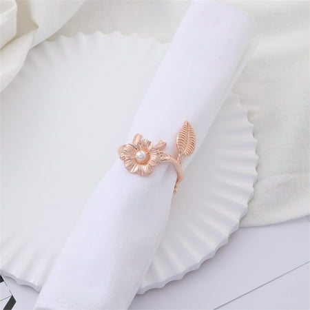 

Ovzne Creative Retro Plant Leaves Napkin Buckle Tableware Napkin Ring Table Gift Decoration