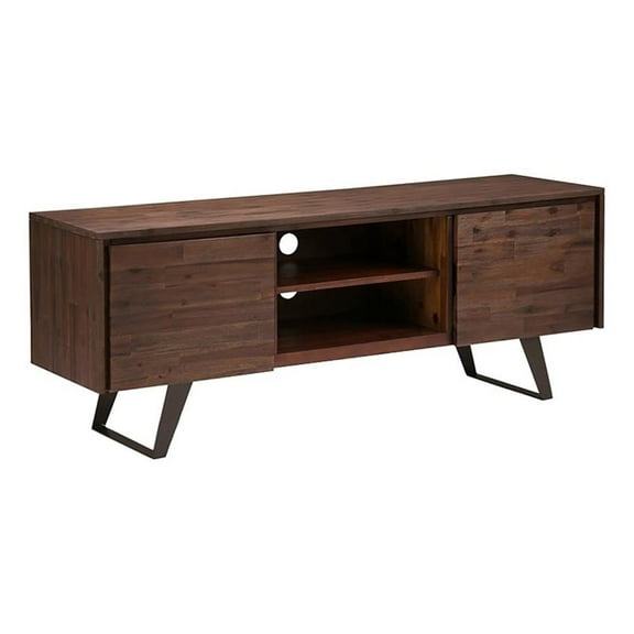 Trent Home Modern Solid Hardwood TV Stand for TVs up to 63" in Charcoal Brown