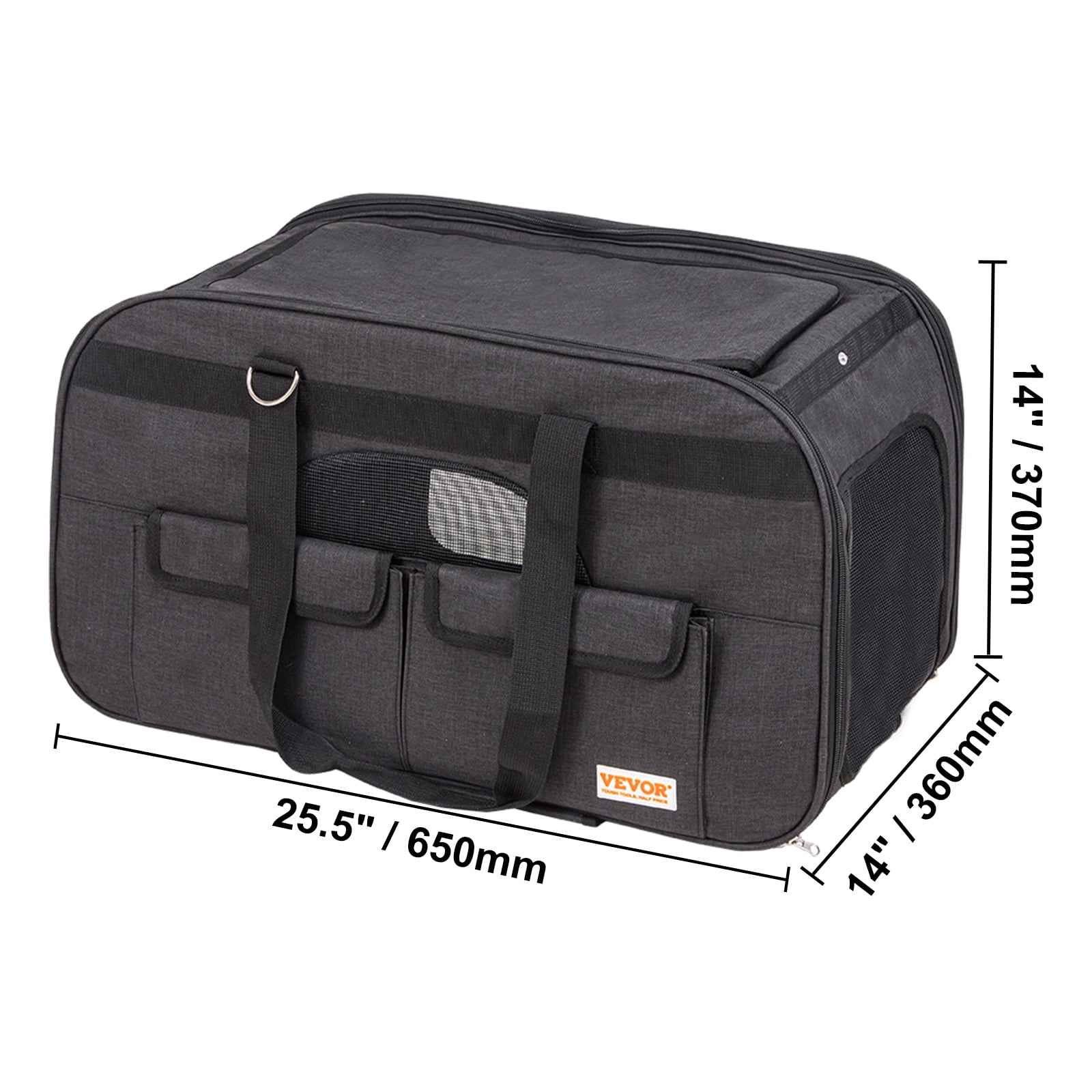 VEVOR Cat Carrier with Wheels, Rolling Pet Carrier with Telescopic Handle and Shoulder Strap, Dog Carrier with Wheels for Pets under 35 lbs, with 1 Folding Bowl, Black