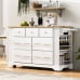 thumbnail image 2 of K&K Kitchen Island with 6 Drawers, Pull Out Trash Can Storage, Rolling Kitchen Island on 5 Wheels with Drop Leaf, Power Outlet, 5 Open Side Racks for Kitchen, Dining Room, White, 2 of 5