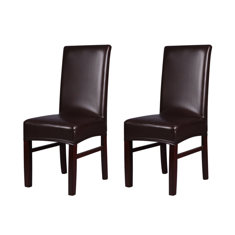 Waterproof PU Leather Dining Chair Seat Covers Stretch Slipcover Wedding Banquet 