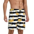 thumbnail image 2 of Kdxio Gold Flamingo Print Mens Sleep Shorts Bottoms Soft Comfy Pajama Wear Pants with Drawstring Pockets, 2 of 7