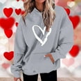 thumbnail image 2 of Penkiiy Chandail à Capuche Imprimé de la Saint-Valentin pour Femmes à Col Rond, Manches Longues, 2TG Gris, 2 of 5