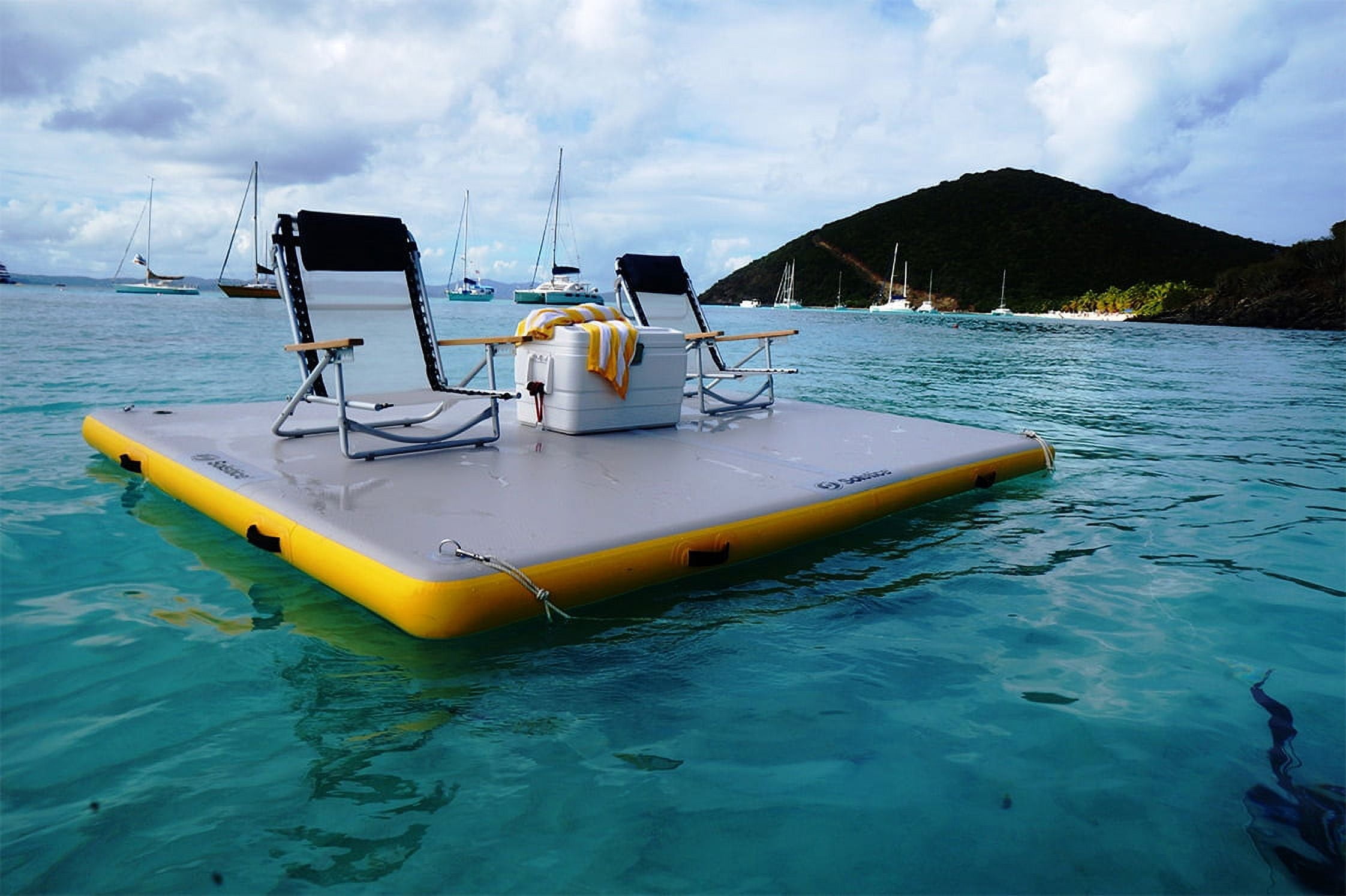 Swimline Solstice inflatable Floating Dock with 6 Stainless Steel D-rings, 10' x 10' x 6"