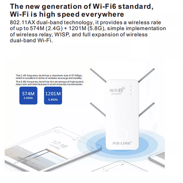 Acheter Répéteur WiFi sans fil longue portée, amplificateur Wi-Fi  2.4G/5Ghz, 1200 M, routeur Wifi, Point d'accès