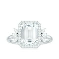 thumbnail image 4 of Rosec Jewels Certified Moissanite Emerald Cut Halo Engagement Ring (7X9 mm, D-VS1 Quality) - with Jewelry Box, 10K White Gold, US 3.50, 4 of 9
