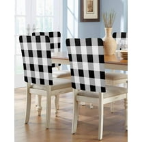nqOlkjepod Black White Plaid Chair Covers Set of 6, Decorative Chair Back Cover, Spring Farmhouse Buffalo Checkered Dining Room Chair Slipcovers Removable Chair Protectors Covers for Party Banquet