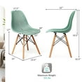 thumbnail image 4 of Costway Set of 4 Plastic Hollow Out Chair Mid Century Modern Wood-Leg Seat Green, 4 of 12