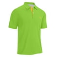 thumbnail image 2 of Polo Shirts for Men Golf Casual Slim Fit Short Sleeve Button Up Collared Tops Summer Moisture Wicking Performance Dress Shirts for Men Green L, 2 of 4