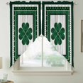 thumbnail image 2 of St Patricks Day Swag Valances for Windows, Kitchen Curtains 36 Inch Length 2 Panels Set, Green Shamrock Farmhouse Wooden Grain Short Curtains for Small Windows Rod Pocket Cafe Curtains Drapes 28"x36", 2 of 8
