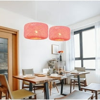 FINE MAKER Modern pink rattan chandelier, European bedroom chandelier, living room and dining room lighting fixtures