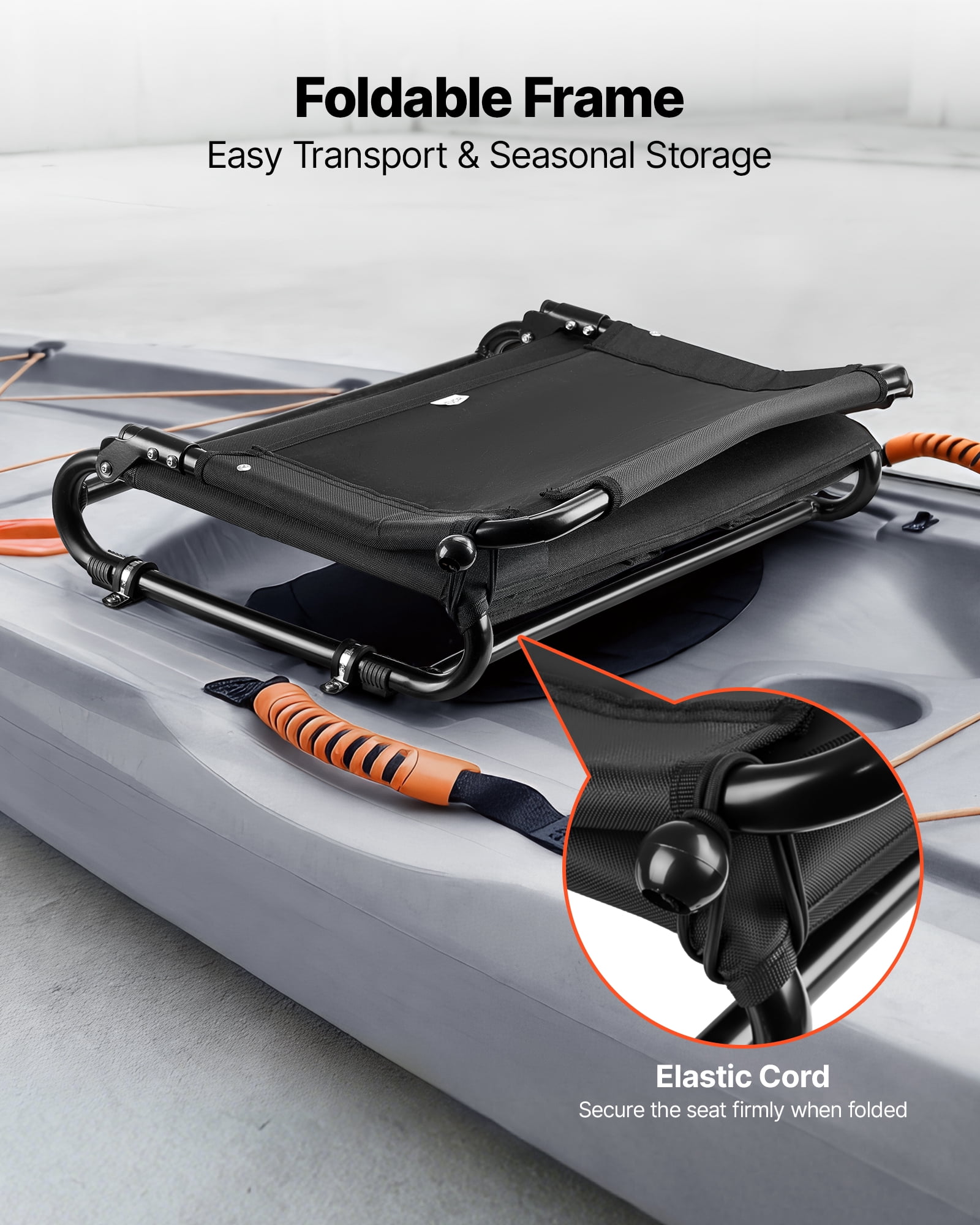 VEVOR Kayak Seat, 1 Pack 0.8" Raised Height, Foldable Seat with Back Support, Replacement Upgrade for Tamarack, Tahoma, Tioga, Spitfire, Kenai & Daylite, Sit-on-Top/Fishing/Inflatable Kayak & Rowboat