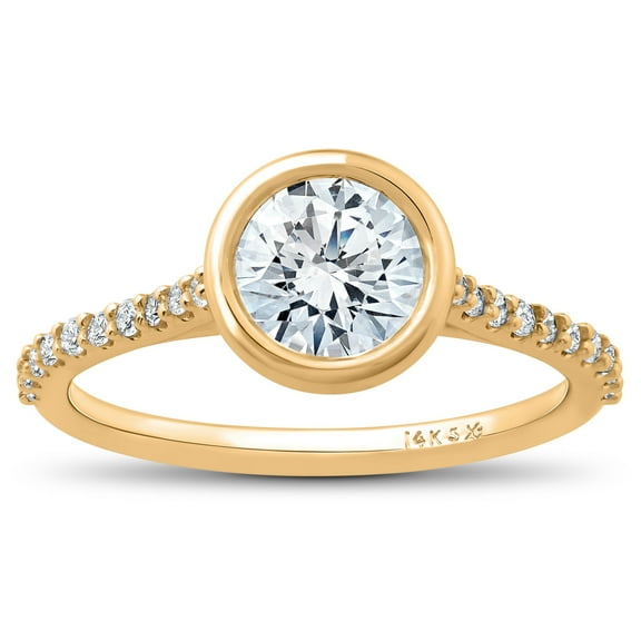 Pompeii 1 ct Charlotte Diamond Engagement Ring 14k Yellow Gold Lab Grown Bezel Round