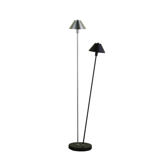 ORE International Matte Powder Black&Silver LED Double G-9  Floor Lamp Metal