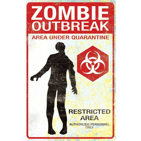 Zombie Outbreak Metal Sign Halloween Decoration