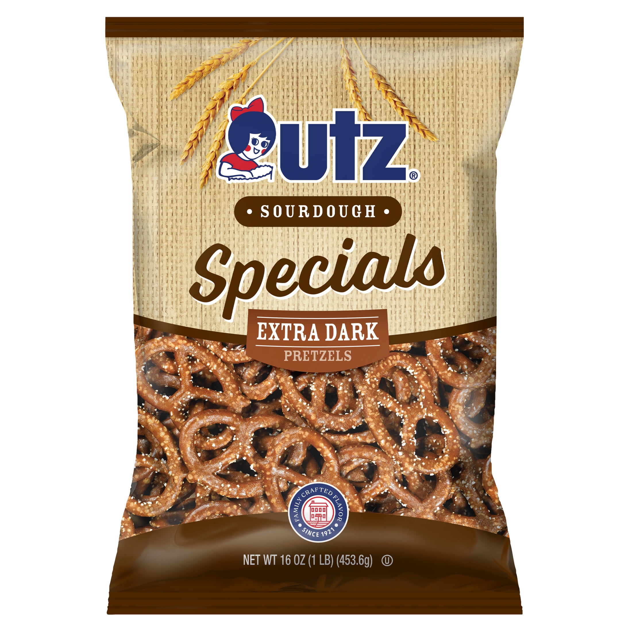 (3 pack) Utz Sourdough Special Extra Dark Pretzels, 16 oz Bag