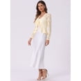 thumbnail image 4 of DARING DIVA Women's Ruffled Hem Floral Lace Crop Shrug Cardigan XL Light Beige, 4 of 6