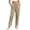 Khaki women straight leg pants with pockets a1, variant on Cagogo Women's Straight Leg Elastic Waist Pants with Pockets Casual Loose Ankle Trousers Solid Summer Beach Vacation Work Lounge, Black S