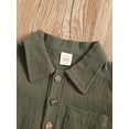thumbnail image 5 of Toddler Baby Boy Cotton Linen Summer Clothes Solid Button Down Pockets Blouse Top+Short Pant 2pcs Outfits, 5 of 10
