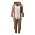 thumbnail image 4 of dazeni Girls Fuzzy Fleece Jumpsuit Cozy Zip up Onesie with Cute Bear Hooded Comfy Plush Sherpa Long Sleeve Romper Color Block One Piece Outfits Khaki 12-13 Years, 4 of 6