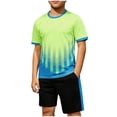 thumbnail image 2 of SGFCWSX Boys Active Short Sets Kids Summer 2 Piece Lightweight Crew Neck Short Sleeve Print Elastic Waist Pocket Basketball Wear Green Size 7-8 Years, 2 of 6