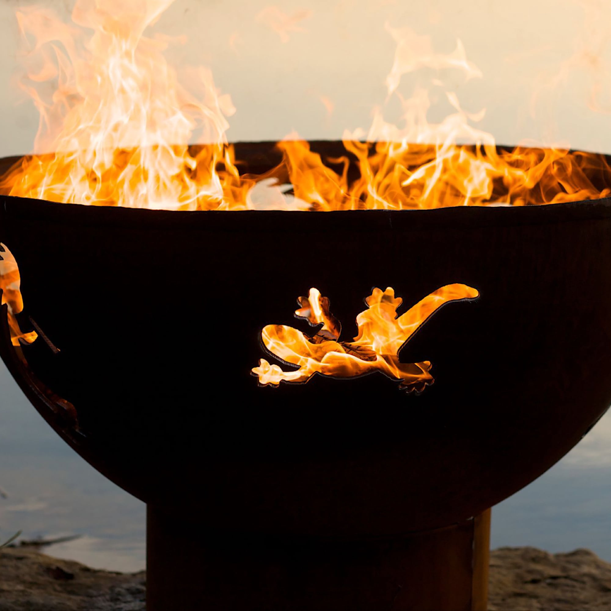 Kokopelli Natural Gas Fire Pit Bowl Outdoor Patio Furniture Steel Firepit Iron Oxide Finish Includes Brass Burner Match Lit 50lbs Lava Rock Flex Line Kit and Plate