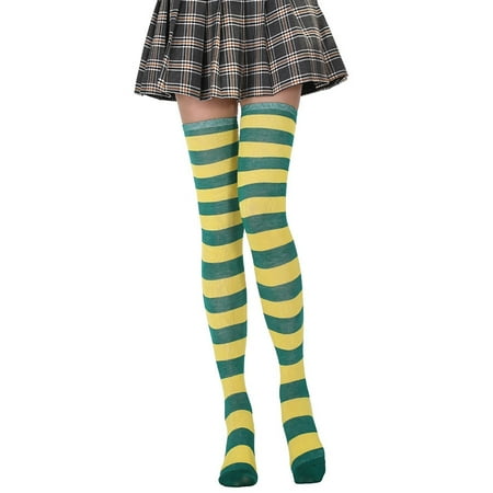 

Womens Socks Stage Perfor Ce Student Double Color Striped Jacquard Knee Length Socks for Women