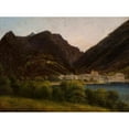 thumbnail image 2 of Jan Nepomucen Glowacki 14x11 Gold Ornate Wood Frame and Double Matted Museum Art Print Titled - View of the City in the Valley (1829), 2 of 4