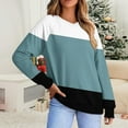 thumbnail image 2 of THDHVS Long Sleeve T Shirt Women,Shirts for Women,Women's Solid Color Blouses Long Sleeve V-Neck Pullover Fashion Top Patchwork Blouse Black L, 2 of 5