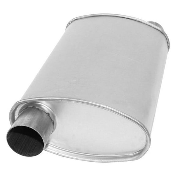 Xlerator Performance Aluminized Steel Oval Aluminized Exhaust Muffler with Inlet & Outlet Neck - 2.25 x 2.25 x 14 in.