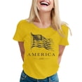 thumbnail image 5 of Wang6 Womens Short Sleeve Graphic Tees Casual America 250 Letter Printed Tshirts Summer Loose Fit Crew Neck Tops Yellow M, 5 of 6