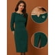thumbnail image 3 of Vestido Midi Allegra K Vestido Lápiz Oficina Manga 3/4 Escote Corazón Corte Ajustado Verde L, 3 of 6