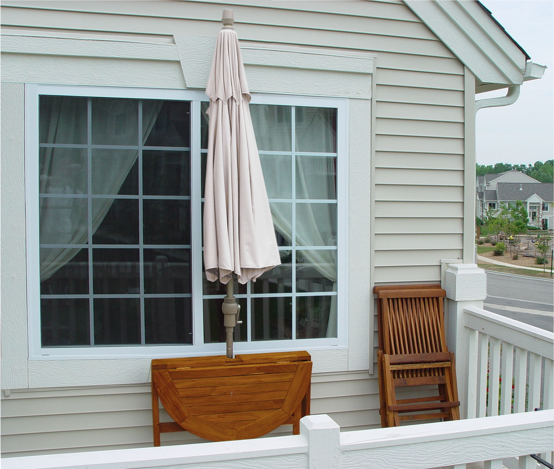 Blue Star Group Off-The-Wall Brella Natural Sunbrella Half Umbrella, 7.5'-Width, White Canopy