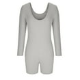 thumbnail image 4 of Lilgiuy Women's Threaded Low Neck Long Sleeve Hip-lifting Slim Jumpsuit for School College, 4 of 5