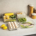 thumbnail image 2 of Food Storaging Box Portable Transparent Breathable Fish Fruit Organizing Container Household Kitchen Refrigerator Case Green Large, 2 of 9