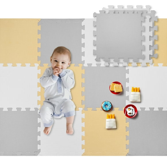 Baby Playmat, 18 pcs Puzzle EVA Foam Play Mat 1.62 Sqm Coverage Interlocking Floor Tiles, Portable Crawling Floor Mats for Kids Toddler
