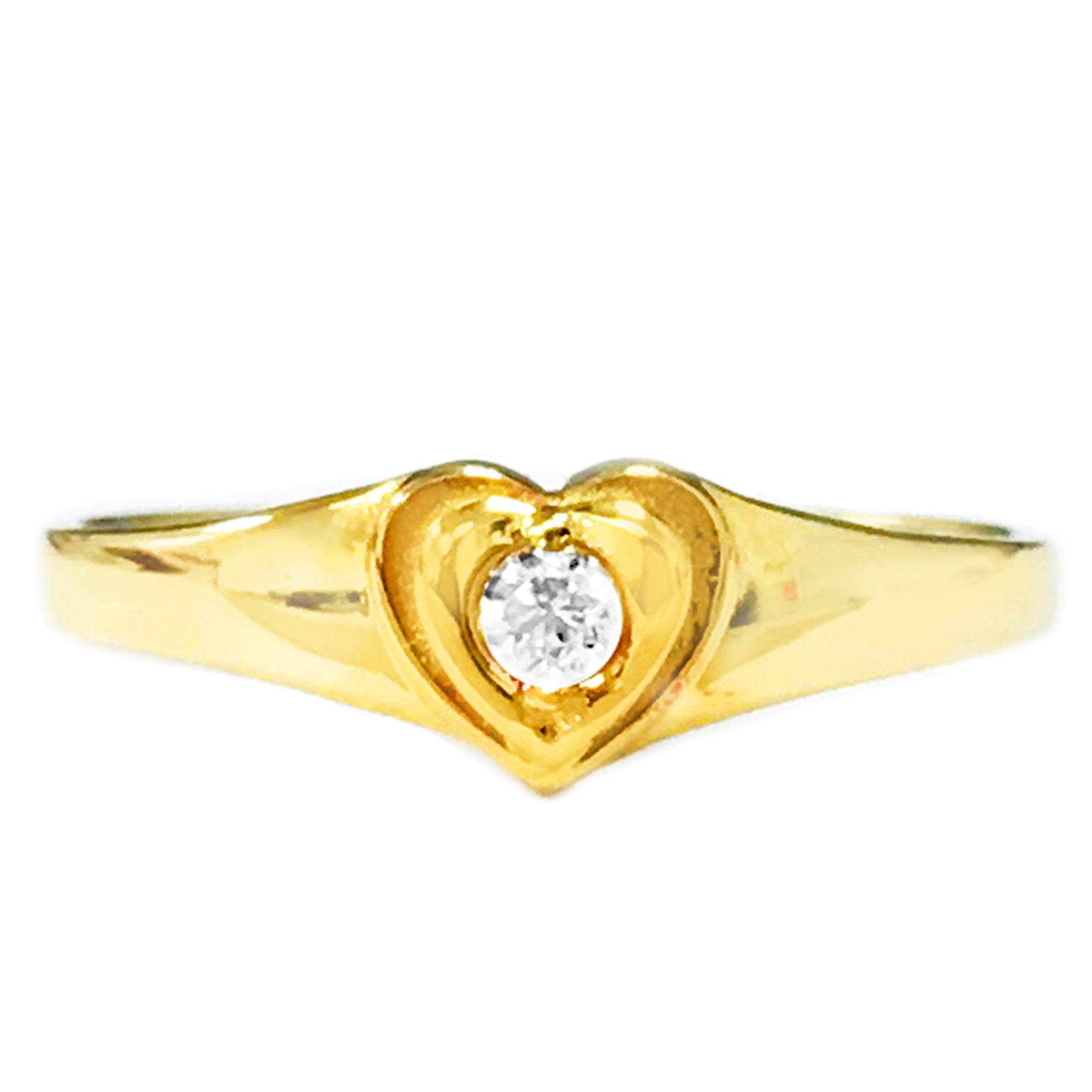 Kid 14k Yellow Gold CZ Heart Fish Dolphin Baby Children Girl Ring Band Size 3 