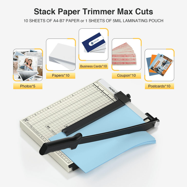 Paper Cutters and Trimmers, 12 Inch Guillotine Paper Cutter for Cardstock,  Photo Craft Machine with Heavy Duty Gridded Base, A4 Size, 12'' Cut Length,  12 Sheets Capacity for Home, Office