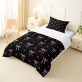 thumbnail image 2 of Erosebridal Bow Butterfly Knot Twin Comforter Sets for Girls, Cute Satrs Print Bedding Set, Black Pink, Reversible, 2-Piece, 2 of 6