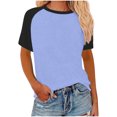 thumbnail image 1 of Timegard Hauts Grande Taille pour Femmes Col Rond Épaules Tombantes Bloc de Couleur Décontracté Confortable T-Shirts à Manches Courtes, 1 of 5
