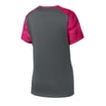 thumbnail image 6 of Sport-Tek Ladies CamoHex Colorblock Neck Tee-2XL (Iron Grey/ Pink Raspberry), 6 of 6