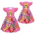 thumbnail image 2 of XDZJLR Kids Girls Dress Sprunki Music Novelty Print Ruffle Flutter Sleeve Outfit Daily Dresses Red 3-4 Years, 2 of 6