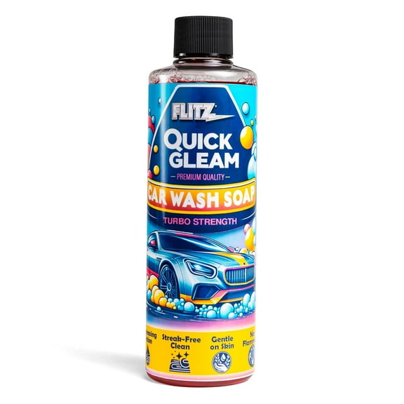 Flitz Quick Gleam Car Wash Soap - Water Based Concentrate Car Wash & Car Shampoo (Works with Foam Cannons, Foam Guns or Bucket Washes) Safe for Cars, Trucks, Motorcycles & RVs, 8oz