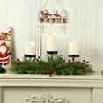 thumbnail image 4 of 23.6 Inch Christmas Centerpiece with 3 Candle Holders Xmas Tabletop Decor with Christmas Balls, Bows, Berries and Artificial Pine Needles for Home Holiday Party Mantel Decorations, 4 of 5