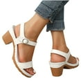 thumbnail image 4 of Cethrio Womens Heeled Sandals, Ankle Strap Holiday Open Toe 2025 Summer Footwear White Size 6.5, 4 of 6
