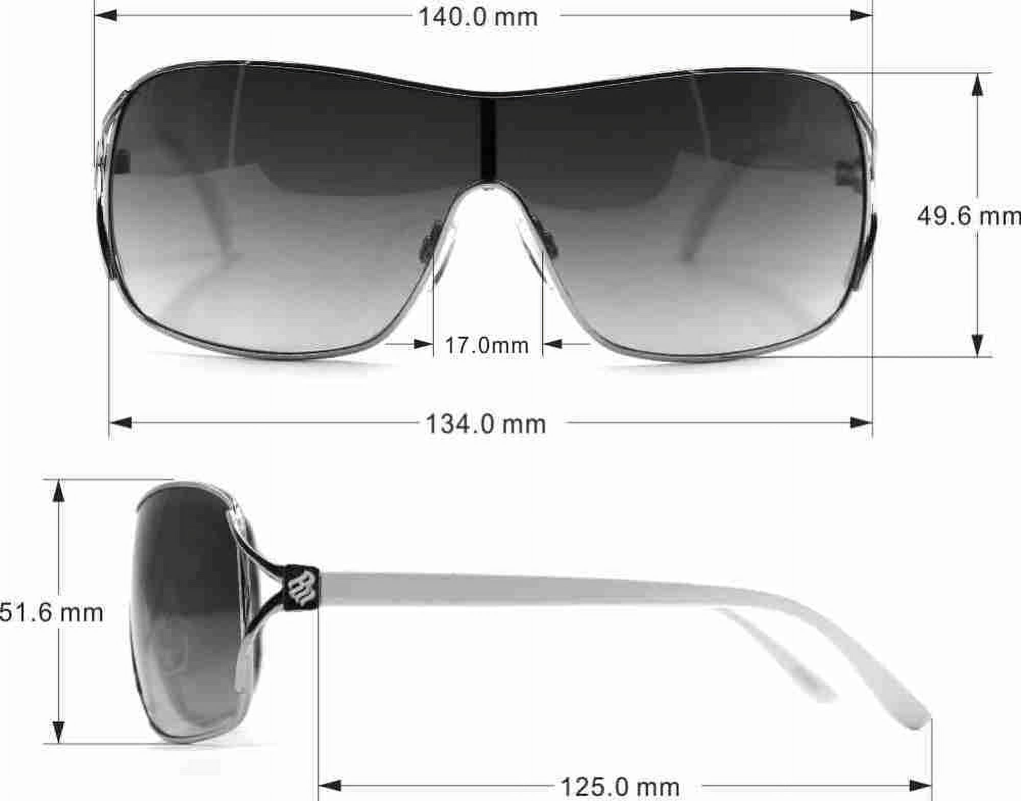 Rocawear Women's R3387 Vented Metal UV400 Protective Shield Rectangular Fashion Sunglasses, 134mm