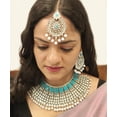 thumbnail image 4 of Efulgenz Indian Jewelry Choker Kundan Crystal Faux Pearl Necklace Earrings Maang Tikka Head Chain Bollywood Wedding Bridal Set, 4 of 5