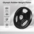 thumbnail image 3 of Two-Pack Weight Plates for Barbell, 2-Inch Rubber Encased Iron Bumper Plates, Low Noise and Floor Protection, Fits Most Global Bars, Ideal for Home Gym Strength Training, Muscle Toning, 3 of 7